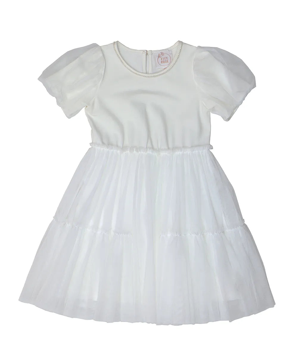 שמלה עם שרוול לילדה לבנה שושבינה לאירוע לחג ששמלה לנסיכות שמלה מלכותית שמלה לדתיות
