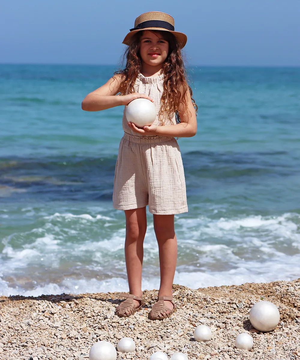חליפה מכותנה טטרה לילדה בצבע טבעי 