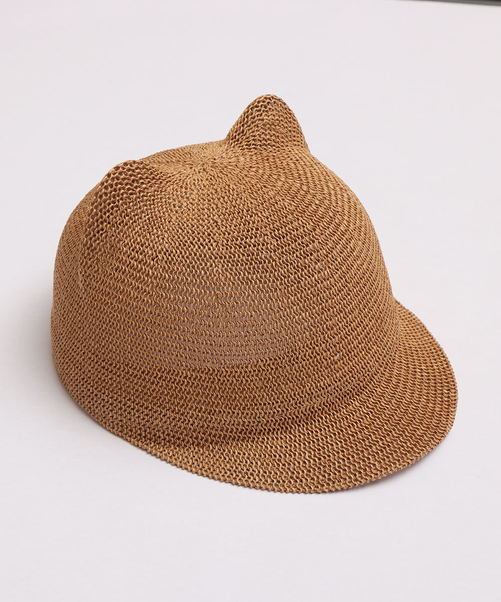 כובע מצחיה עם אוזניים במראה קש טבעי