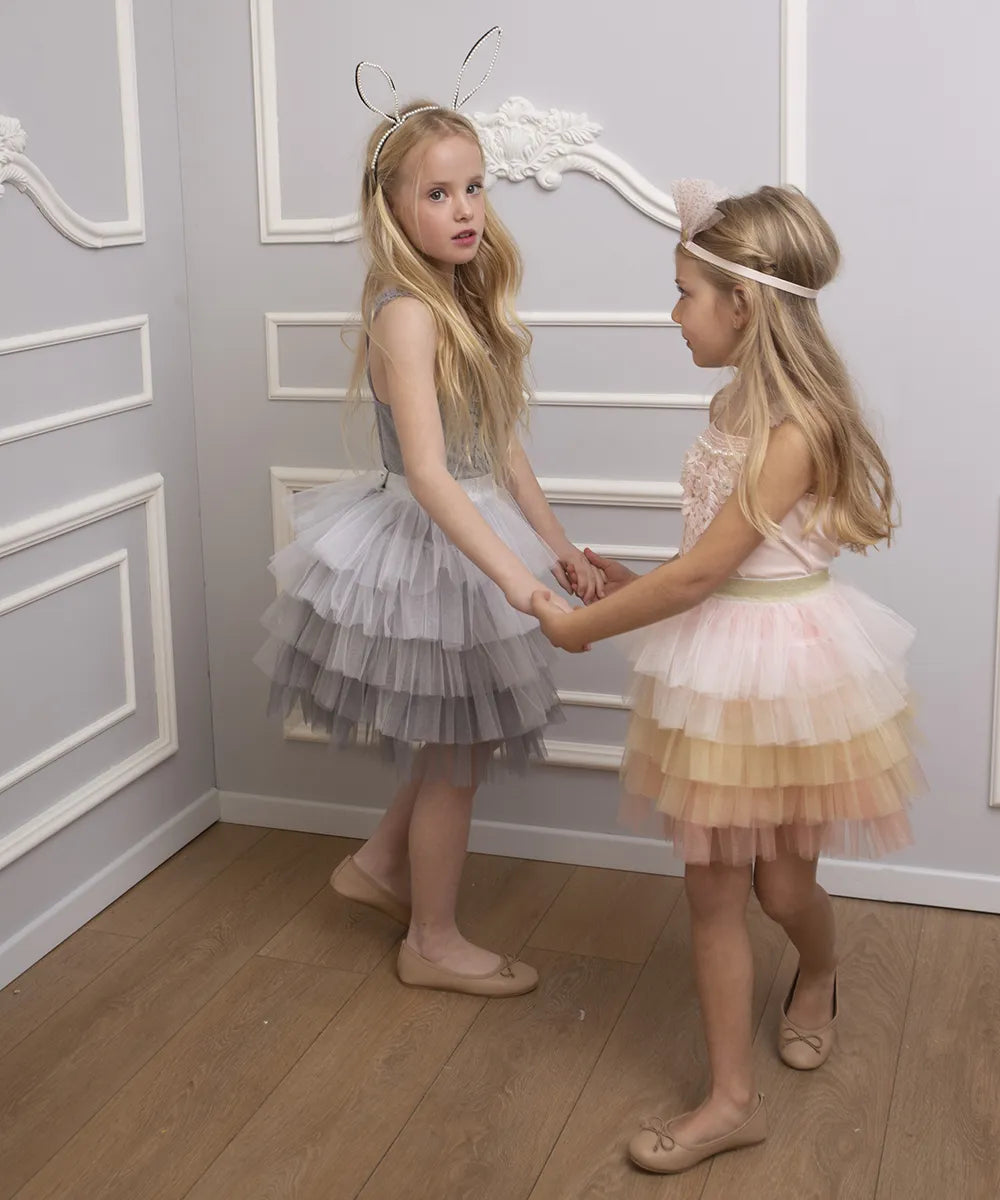 חצאית טול קומות חגיגית לאירוע לילדה חצאית מגניבה לנסיכה