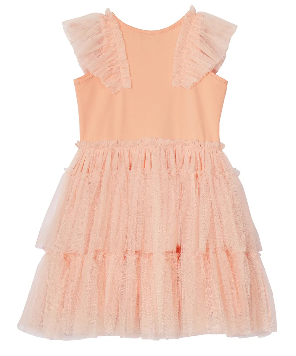 שמלת ביאטריס עם חצאית טול נפוחה בצבע ורוד אפרסק