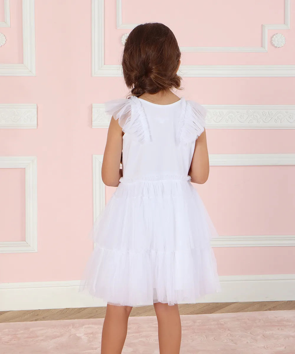 שמלת שושבינה שמלה לילדה, שמלה שושבינה טול לבנה