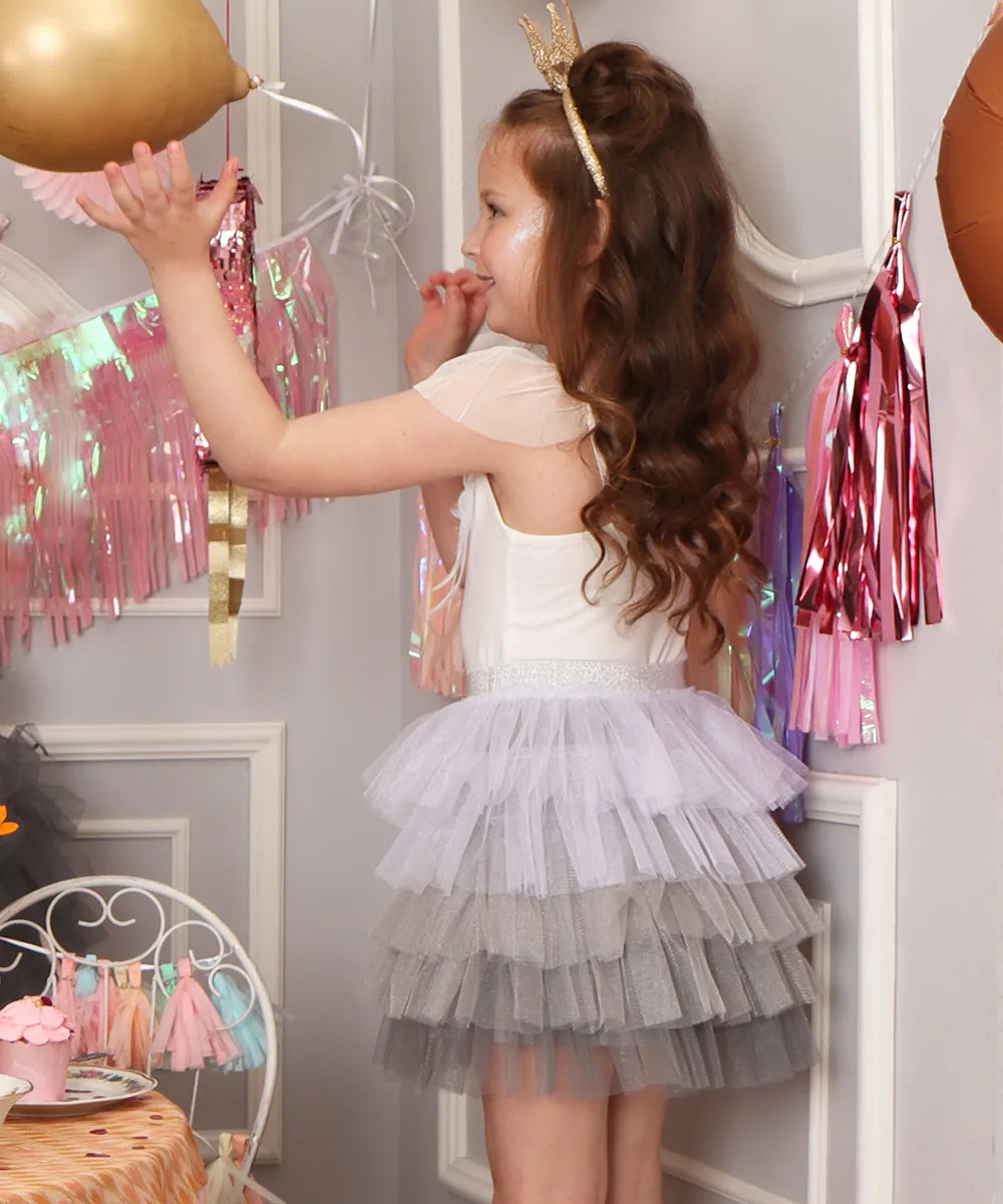 חצאית טול קומות חגיגית לאירוע לילדה חצאית מגניבה לנסיכה