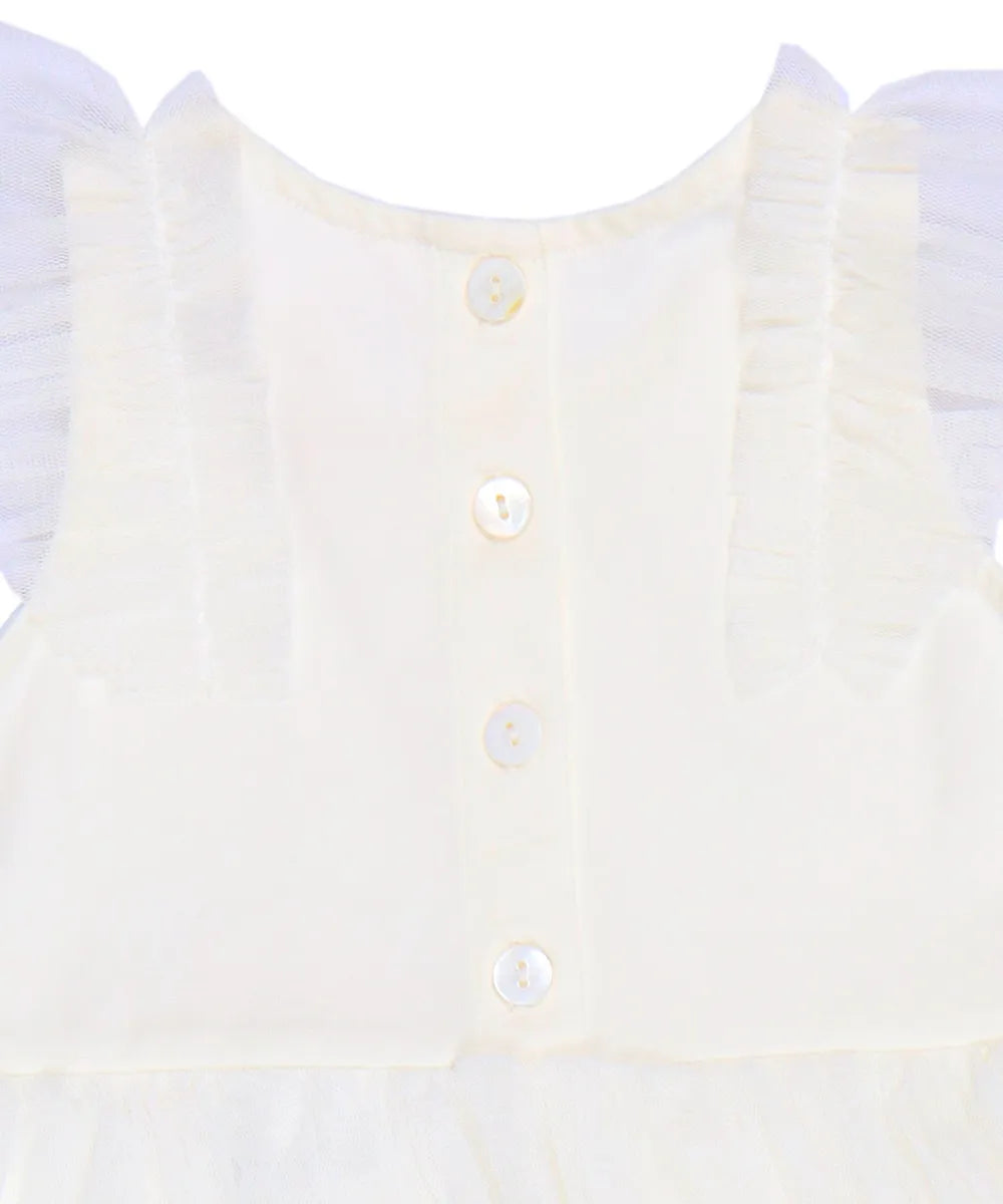שמלת טוטו בייבי "אמיליה" בשילוב טול קומות בצבע לבן