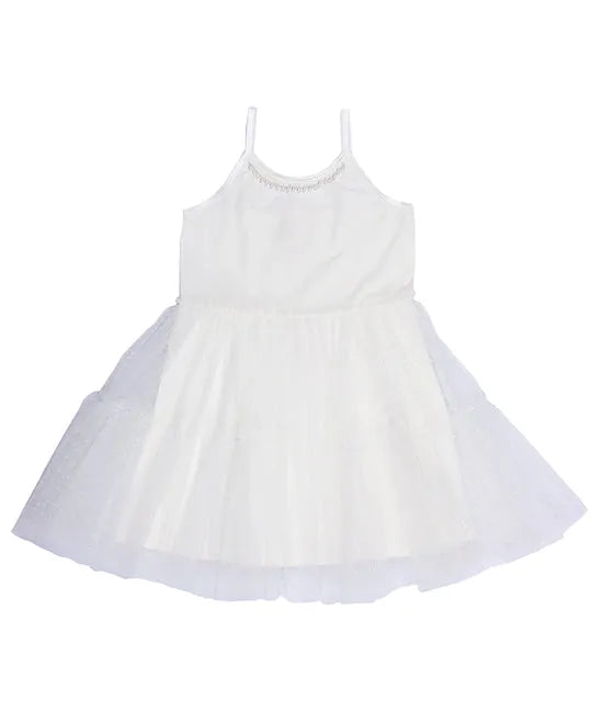 שמלת שושבינה כתפיה לילדה טול רומנטית כיפים לאירוע ליום הולדת נסיכה זולה