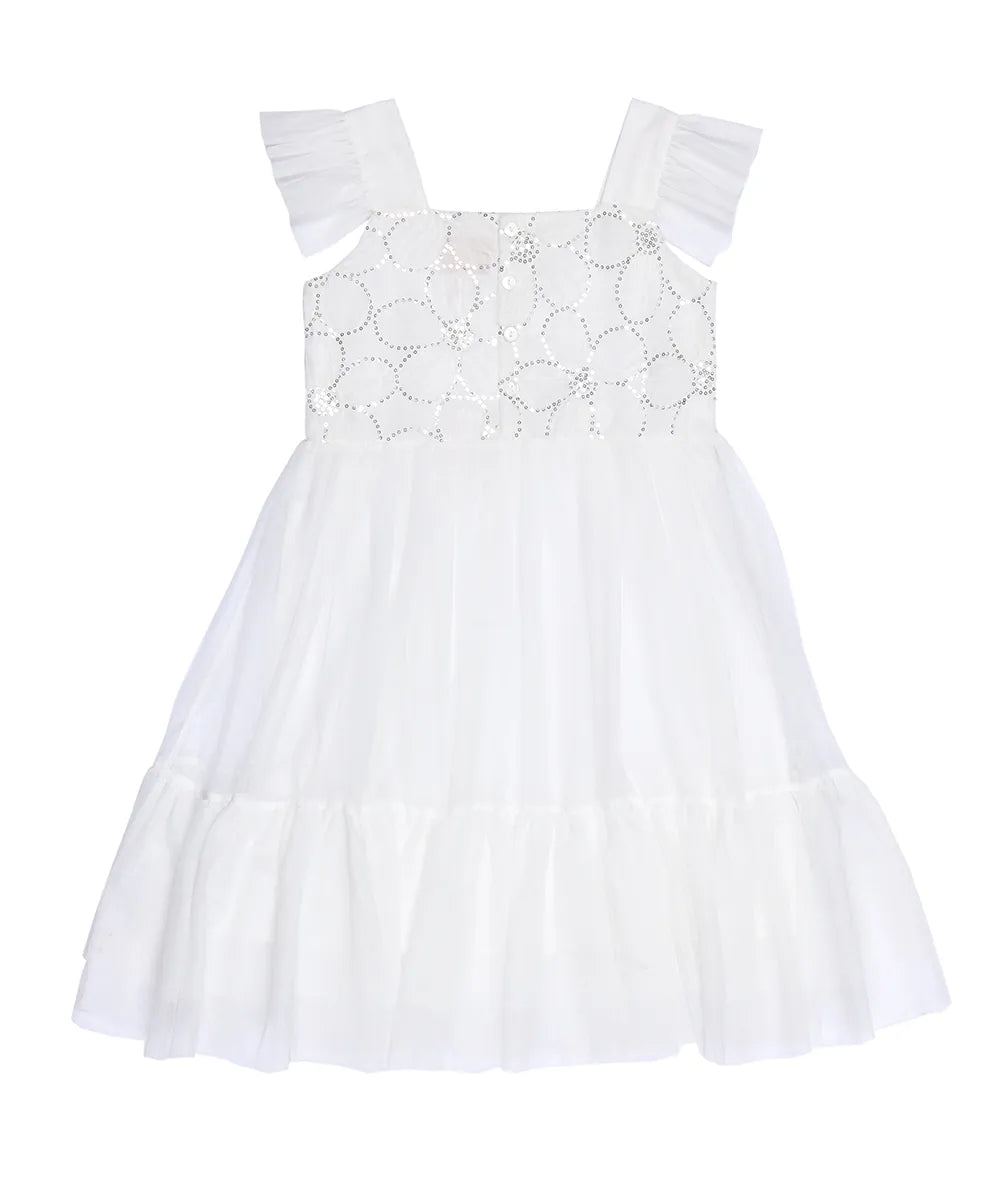 שמלת פלורה רומנטית בצבע לבן