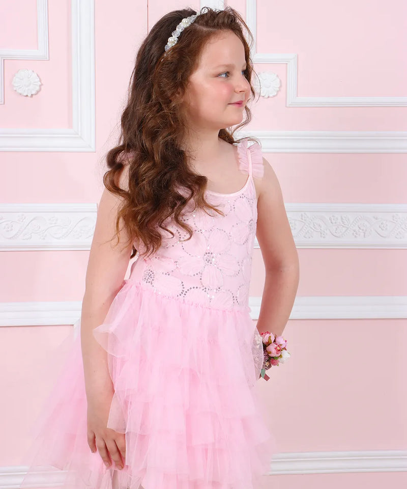 שמלת שושבינה אירוע ילדה ורודה יום הולדת נסיכה טול